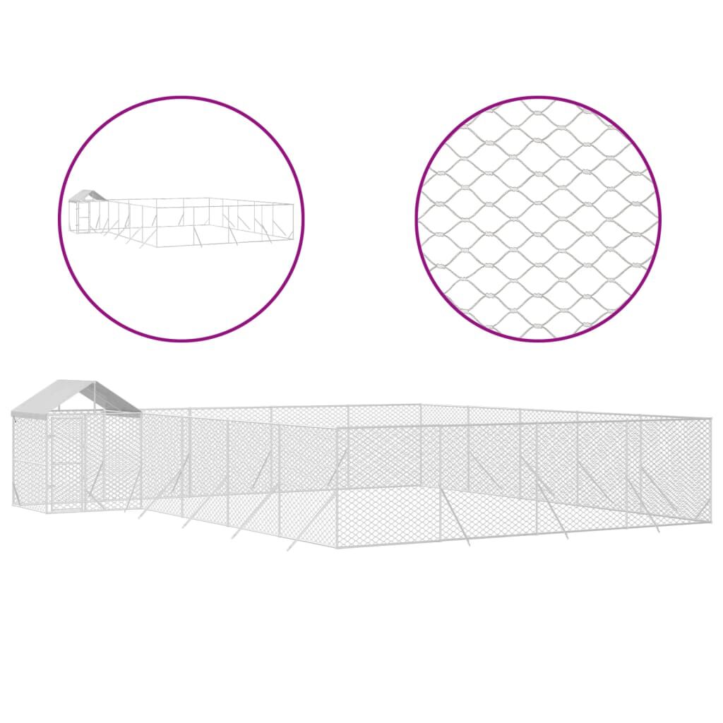 vidaXL Perrera de exterior con toldo acero galvanizado plata 10x6x2,5m, , large Imagen numero 10